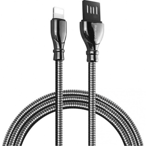 Кабель синхронізації даних Colorway USB 2.0 AM to Lightning 1.0m Metal Spring Black (CW-CBUL013-BK)