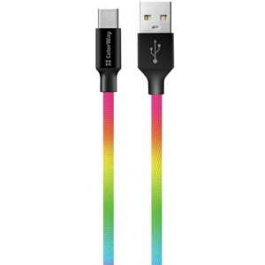 Кабель синхронізації даних Colorway USB 2.0 AM to Type-C 1.0m Multicolor (CW-CBUC018-MC)