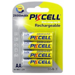 Акумулятор тип AA PKCELL R6 NiMH 2600mAh 4 шт. (PC/AA2600-4B)