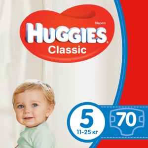 Одноразові підгузки Huggies Classic Розмір 5 (11-25 кг), Giga 70 шт. (5029053547305)