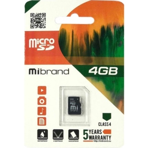Карта пам'яті Mibrand 4GB microSDHC class 4 (MICDC4/4GB)