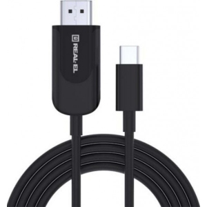Кабель синхронізації даних REAL-EL USB 2.0 AM to Type-C 2 m Fabric Premium Black (EL123500047)