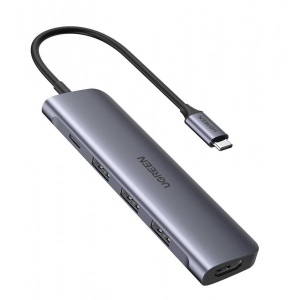 Хаб USB UGREEN CM136 Type-C M - HDMI+3xUSB+PD Power Converter Gray (50209)