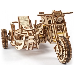 3D пазли Ugears Мотоцикл Scramber з коляскою (6336921)
