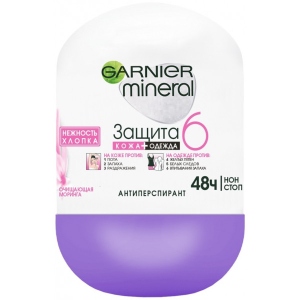 Дезодорант кульковий Garnier Mineral Захист 6 Ніжність бавовни 50 мл (3600541474482)