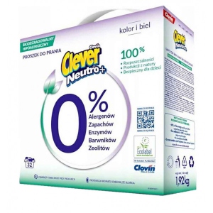 Пральний порошок Clever NEUTRO + COLOR & WHITE к/к 1,92 кг (5900308779835)