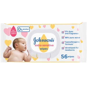 Вологі серветки для немовлят Johnson’s Baby Екстра ніжні 56 шт. (3574661599250)