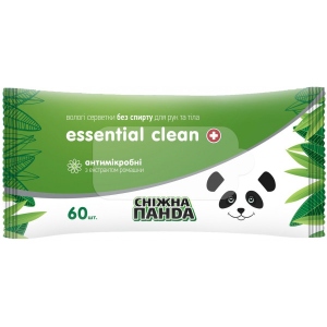Серветки гігієнічні вологі Сніжна панда Essential Clean Ромашка 60 шт. (4820183970558)