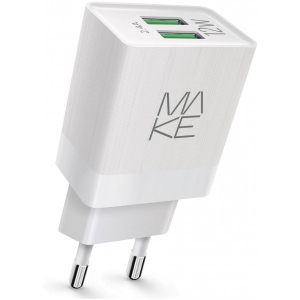 Мережевий зарядний пристрій MAKE 12W 2.4A+2.4А White (MCW-221WH)