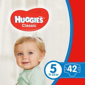 Одноразові підгузки Huggies Classic 5 (11 до 22 кг) Jumbo 42 шт. (5029053543185)