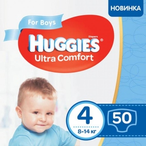 Одноразові підгузки Huggies Ultra Comfort Розмір 4 Jumbo для хлопчиків (8-14 кг) 50 шт. (5029053565385)