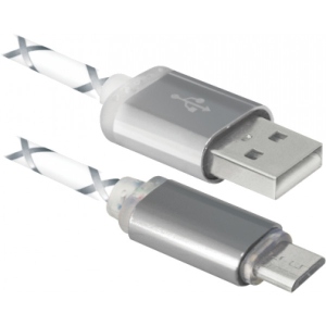 Кабель Defender USB08-03LT USB - Micro USB Gray LED Backlight 1m (87554)