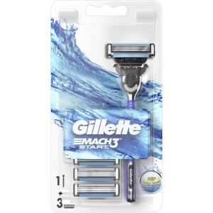 Станок чоловічий Gillette Mach3 Start с Ручкой Aqua-Grip с тремя сменными насадками (7702018464005)