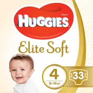 Одноразові підгузки Huggies Elite Soft 4 Jumbo, 33 шт. (5029053547787)