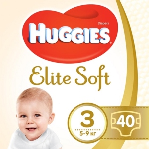 Одноразові підгузки Huggies Elite Soft 3 Jumbo, 40 шт. (5029053547770)