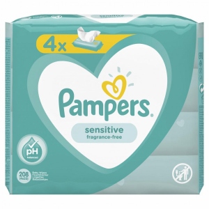асортимент Вологі серветки для немовлят Pampers Sensitive, 4x52 шт. (81687199)