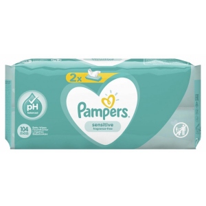 Вологі серветки для немовлят Pampers Sensitive, 2x52 шт. (81687191) ціни