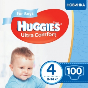 Одноразові підгузки Huggies Ультра Комфорт в коробі (4) хлопчик 100 шт. (5029053547831)