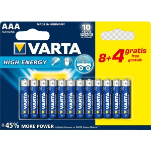 Батарейка тип AAA Varta HIGH Energy AAA BLI 12 (8+4) ALKALINE