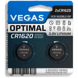 Батарейка Vegas Optimal CR1620 2 шт. (VСR-1620BL2-OP)