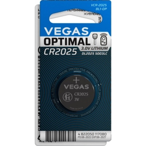 Батарейка тип CR2025 Vegas VСR-2025BL1-OP