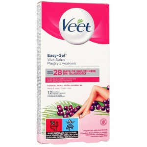 Смужки для депіляції Veet Easy-Gelwax для нормальної шкіри 12 шт. (8413600511012/4680012390939)