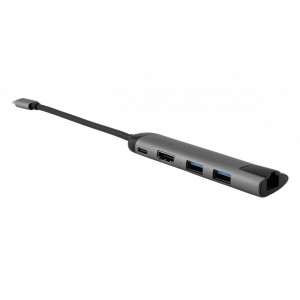 Хаб USB Verbatim USB-C/2хUSB3.0/HDMI/RJ45 Silver-Black (49141) офіційний сайт