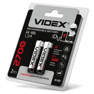Акумулятор тип AA Videx HR6/AA 2700mAh Blister 2 шт. (23342)