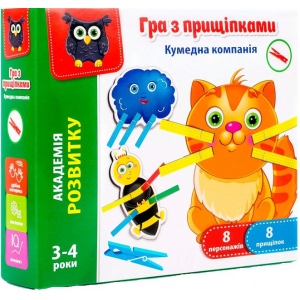 Настільна гра розвиваюча (3-4 роки) Vladi Toys з прищіпками "Смішна компанія" (укр) (VT5303-14)