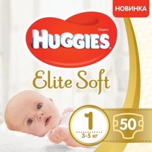 Одноразові підгузки Huggies Elite Soft 1 (3-5 кг) Jumbo, 50шт