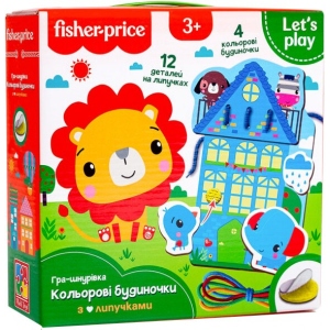 Настільна гра шнурівка (3-4 роки) Vladi Toys Fisher-Price. Кольорові будиночки, укр. (VT5303-26)