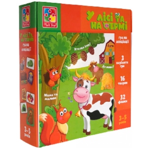 Настільна гра розвиваюча (3-4 роки) Vladi Toys на асоціації "В лісі і на фермі", укр (VT1804-46)