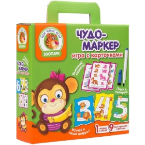 Настільна гра розвиваюча (3-4 роки) Vladi Toys з картками "Чудо-маркер. Зоопарк" (рус) (VT2100-11)
