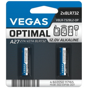 Елемент живлення тип A27 Vegas V8LR-732BL2-OP