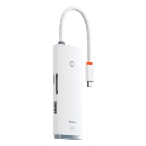 Хаб USB Baseus 6-Port Type-C to HDMI+USB3.0*2+Type-C Data+SD/TF White (WKQX050002)