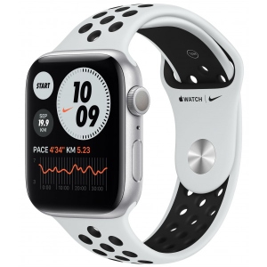 порівняти ціни на Смарт-годиник Apple Watch Nike Series 6 44mm Silver Aluminium Case with Pure Platinum/Black Nike Sport Band