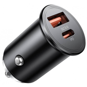 Автомобільний зарядний пристрій XO CC43 1 USB QC 3.0 + 1 Type-C PD (45W) Black (XO-CC43-BK)