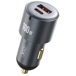 Автомобільний зарядний пристрій XO CC47 1 USB 65W + 1 Type-C PD 35W (100W) Black (XO-CC47-BK)