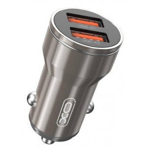 Автомобільний зарядний пристрій XO + кабель Lightning CC48 Smart Metal 2USB, 2.4A Grey (XO-CC48i-GR)