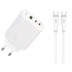 Мережевий зарядний пристрій XO CE04 45W/1 USB + 2 USB-C 65W + кабель Type-C White (XO-CE04-WH)
