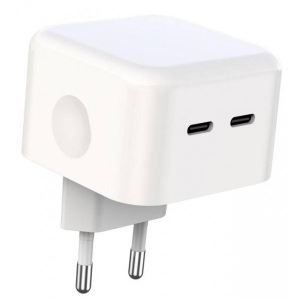 Мережевий зарядний пристрій XO QC 3.0 XO L102 35W/2 USB-C + кабель Type-C NB124 White (XO-L102c-WH)