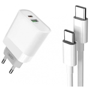 Мережевий зарядний пристрій XO L64 20W/1 USB 1 USB-C + кабель Type-C White (XO-L64c-WH)