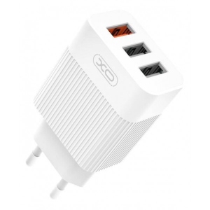 Мережевий зарядний пристрій XO QC 3.0 XO L72 30W (18W/1USB + 2.4A/2 USB) + кабель Lightning White (XO-L72i-WH)
