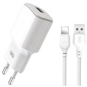 Мережевий зарядний пристрій XO L73 2.4A/1USB + кабель lightning White (XO-L73i-WH) фірмовий сайт