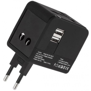 Мережевий зарядний пристрій XO WL-01 EU-US-UK Black (XO-WL-01-BK)