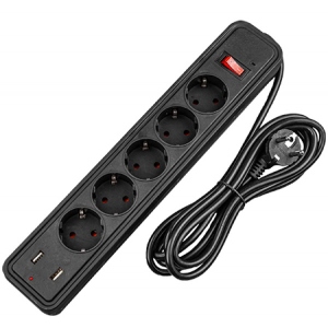Мережевий фільтр XOKO SP-5-2 1.8 м 5 роз. 2 USB