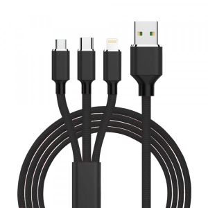 Кабель XOKO SC-330 Black 3 в 1 - Lightning Micro USB Type-C 1.20m (SC-330-BK)