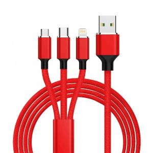 Кабель XOKO SC-330 Red 3 в 1 - Lightning Micro USB Type-C 1.20 м (SC-330-RD)