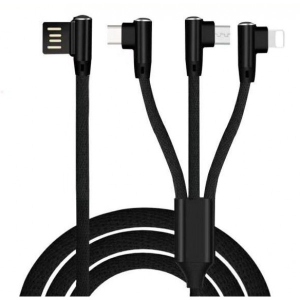 Кабель XOKO SC-340 Black 3 в 1 - Lightning Micro USB Type-C 1.20 м (SC-340-BK)