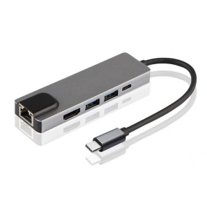 Хаб USB XOKO AC-500 Type-C to RJ45+HDMI+2xUSB 3.0 (XK-AC500-SL)